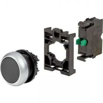 Eaton M22-D-S-K10-BVP nyomógomb, sík, fekete, műanyag előlapi gyűrű, 1NO 110933