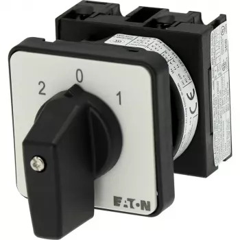 Eaton T0-1-15421/E bütykös kapcsoló, 1 pólusú, BE-KI, 20 A, 690 V AC, billenőkar, fekete, előlap 48x48 mm, 095806