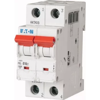 Eaton PXL-B10/2 vezetékvédő kapcsoló, 1 pólusú, B-karakterisztika, 10 A, 6 kA, DIN-sínre szerelhető 236227