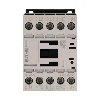 Eaton DILM7-01 mágneskapcsoló, 3 pólusú, 7 A, 230 V AC 50 Hz / 240 V AC 60 Hz tekercs, 1 NC segédérintkező 276585