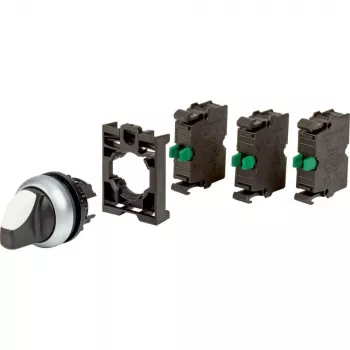 Eaton M22-WRK-3K10-BVP választókapcsoló, 3 állású, reteszelő, fekete forgatógomb, műanyag előlapi gyűrű 110923