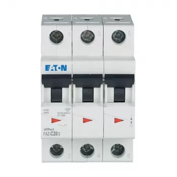 Eaton FAZ-C20/3 vezetékvédő megszakító, 3 pólusú, 20 A, C típus, 10 kA 278874
