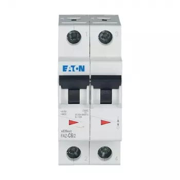 Eaton FAZ-C6/2 kismegszakító (MCB), 6 A, 2 pólusú, C típus, 10 kA, 230/400 V AC 278754