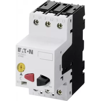 EATON PKZM01-6.3 motorvédő kapcsoló, 6,3 A, 3 pólusú, nyomógomb, 2,2 kW 400 V-on 278483