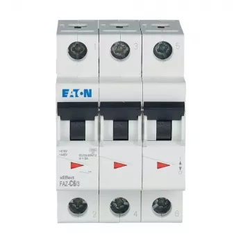 Eaton FAZ-C6/3 6 A 3 pólusú vezetékvédő kapcsoló (MCB) C karakterisztikával, 6 kA 278867