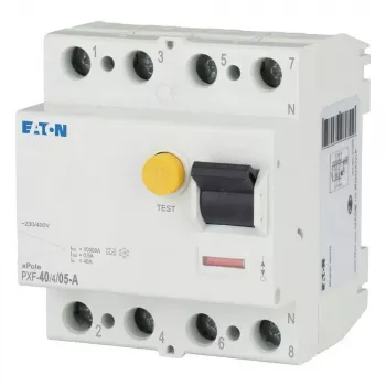 Eaton PXF-40/4/05-A hibaáram-védőkapcsoló (FI-kapcsoló), 4 pólusú, 40 A, 50 mA, A típus 236779