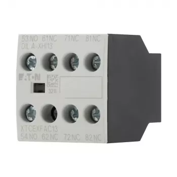 Eaton DILA-XHI13 segédérintkező blokk, 4 pólusú, 1NO+3NC, csavaros csatlakozók, előlapi szerelés, DILM7-DILM38 kontaktorokhoz, fekete/fehér 276425