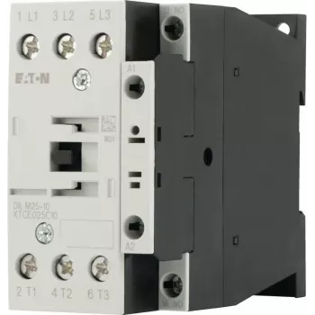 Eaton DILM25-10 24V 50Hz 3 pólusú teljesítménykontaktor, 25 A AC-3, 11 kW, 1 NO segédérintkező, csavaros csatlakozók, DIN-sín rögzítés, IP00 277119
