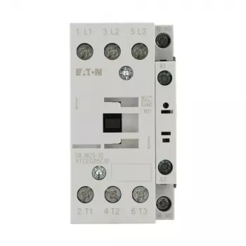 Eaton DILM25-10 24V 50Hz 3 pólusú teljesítménykontaktor, 25 A AC-3, 11 kW, 1 NO segédérintkező, csavaros csatlakozók, DIN-sín rögzítés, IP00 277119