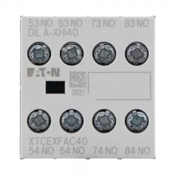Eaton DILA-XHI40 segédérintkező blokk, 4 NO, előlapi szerelés, csavaros kapcsok, fekete/fehér 276428