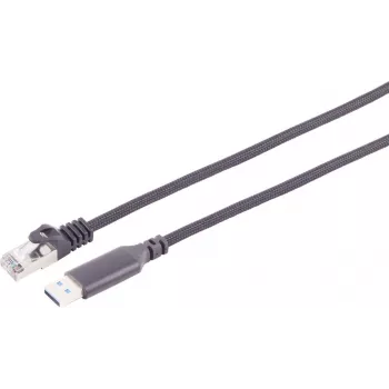 S CONN MAXIMUM CONNECTIVITY USB-A–RJ45 Gigabit Ethernet adapterkábel, 2 m, alumínium, fekete 14-52035