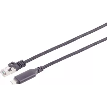 S CONN MAXIMUM CONNECTIVITY USB-C–RJ45 Gigabit Ethernet adapterkábel, 7,5 m, alumínium, fekete 14-51065