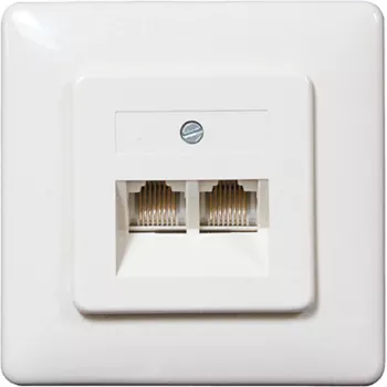 SHIVERPEAKS ISDN fali aljzat, 2 x RJ45 aljzat, süllyesztett, kikapcsolható lezáróellenállás, fehér 69989