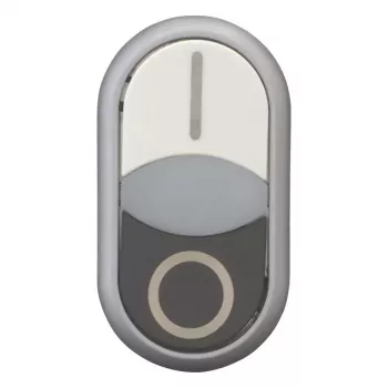 Eaton M22-DDLF-WS-X1 Double Push-button, Flat, Illuminated, White/Black, 1NO+1NC, Screw 284816
