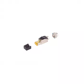 SHIVERPEAKS BS08-51011 Cat. 6A szerszám nélküli RJ45 STP dugó, cinköntvény, aranyozott érintkezők