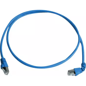 Telegärtner Cat 6A S/FTP patchkábel, PiMF, kék, 2,0 m, egyik vége hajlított L00001A0159