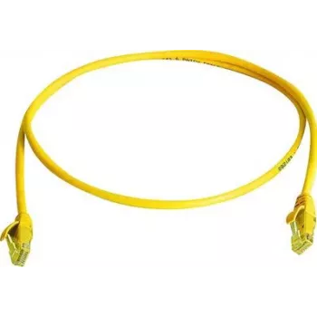 Telegärtner 100008205 RJ45 patch kábel, CAT 5e, 1,0 m, lángmentes, törésvédő hüvellyel, sárga