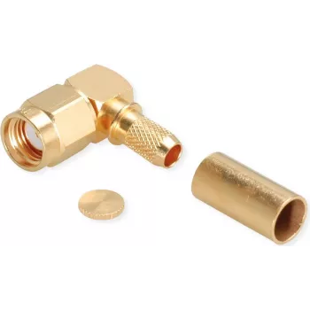 TELEGÄRTNER RP-SMA szögletes crimp dugó RG-58C/U-hoz, 50 Ohm, aranyozott