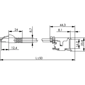 Telegärtner L00004A0128 Cat.6A S/FTP patchkábel, 7,5 m, szürke