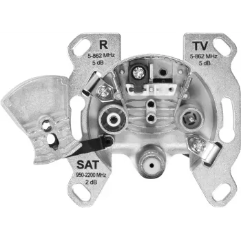 TechniSat TECHNIPRO SV600 V2 3 lyukú antenna fali aljzat DC dióda leválasztással (TV, rádió, SAT) 0004/3075