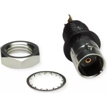 Telegärtner BNC beépített aljzat, szigetelt 50 Ohm, fekete szigetelőperem, aranyozott érintkezők, 4 GHz, 1 db