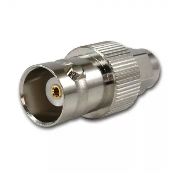 Telegärtner BNC-aljzat SMA-dugóra RF koaxiális adapter, 50 Ohm, DC-4 GHz, nikkelezett sárgaréz, J01008A0025