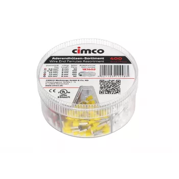 Cimco 187602 részben szigetelt érvéghüvely-készlet, 500 db, 0,5–2,5 mm², DIN 46228-4