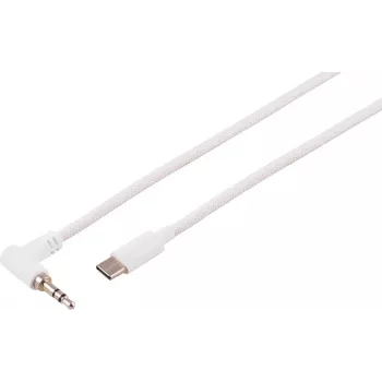 S CONN MAXIMUM CONNECTIVITY 3,5 mm-es szögletes–egyenes audiokábel, fehér, 2 m 14-08036