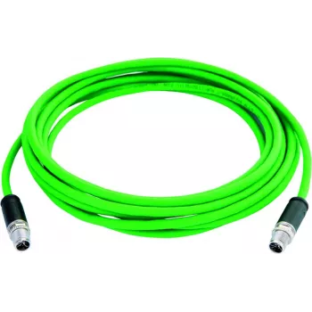 TELEGÄRTNER M12 X-kódolt Cat.6A ipari Ethernet patch-kábel, 3 m, PUR, zöld