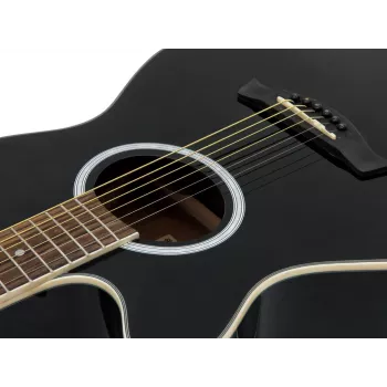 DIMAVERY AW-400 Left-Handed Dreadnought Acoustic Guitar, Black 26235090