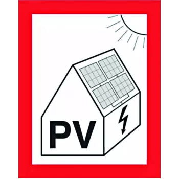 Cimco tűzvédelmi tábla fotovoltaikus rendszerekhez, 100 x 100 mm, öntapadós műanyag 182799