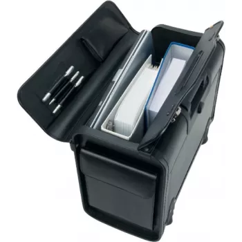 JÜSCHA Alassio Silvana Pilot Case, Leather, Black, with Trolley (92705)