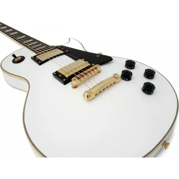 DIMAVERY LP-520 Electric Guitar, White/Gold 26215160