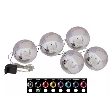EUROPALMS LED hógömb 8 cm, fekete, 5 darabos csomag (83501236)