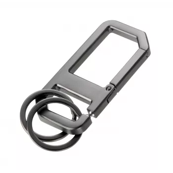 TROIKA ALVAR NERO kulcstartó karabinerrel, Gunmetal/fekete (KR26-05/GM)