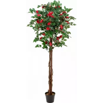 EUROPALMS kaméliafa piros cseréppel, műnövény, 180 cm 82507226