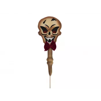 EUROPALMS Halloween talajszeg koponya, fehér/fekete, 40 cm 83314628