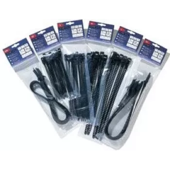HellermannTyton SOFTFIX újrafelhasználható kábelkötöző 180mm x 7mm fekete 16 darabos csomag (115-07190)
