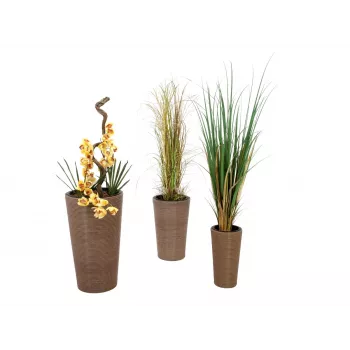 EUROPALMS India Decorative Pot Set, 3 Sizes, Grey Stone Look, Indoor/Outdoor 83011268