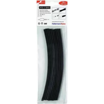 HellermannTyton HIS-3 Heat Shrink Tubing Set, 3:1, Black, 100 Pieces 308-30310