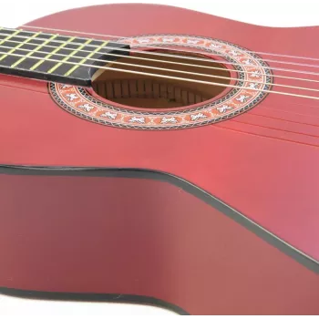 Dimavery AC-303 Classical Guitar 1/2 Size Red with Gig Bag, Tuner, Picks and Strap for Beginners