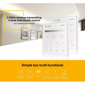 SYNERGY21 T1 MiLight Smart Panel egyszínű 4 zónás érintős távirányító