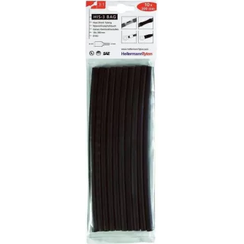 HellermannTyton HIS-3 Heat Shrink Tubing Set, 3:1, 6 mm to 2 mm, Black 308-30610