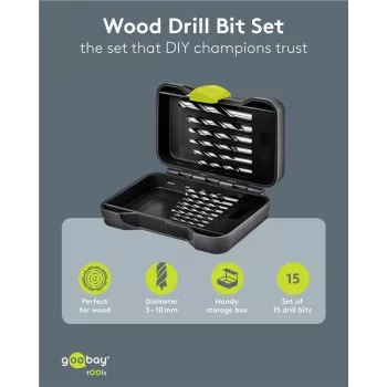 GOOBAY TOOLS 77847 fafúró készlet 15 részes szállítódobozban 3-10 mm