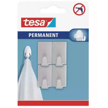 tesa Permanent horog téglalap S fém, króm, öntapadós, 1,5 kg, 1 darab 66612-00000-00