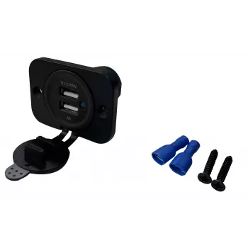 IWH USB dupla beépített aljzat 12/24V 2,1A 2x USB-A fekete 019006