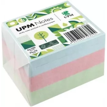 UPM Notes öntapadós jegyzet 5654-20PG-6 pasztell 75x75mm 100 lap vegyes 6 tömb