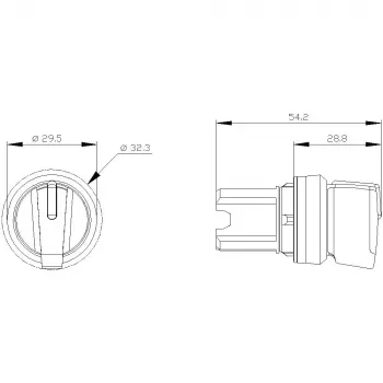 Siemens SIRIUS ACT 3SU1002-2BN10-0AA0 forgókapcsoló-hajtás, 22mm, 3 állású, reteszelő, rövid forgófogantyú, fekete, megvilágítható