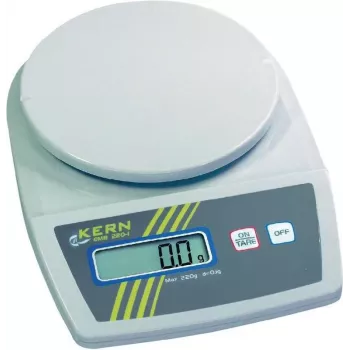 Kern EMB 2200-0 hordozható precíziós mérleg, 2,2 kg kapacitás, 1 g leolvashatóság, elemes vagy hálózati üzem