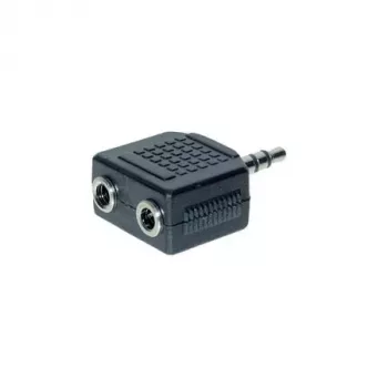 exertis Connect Audio Splitter Cable - 3.5mm Stereo Male to 2x Female, 0.2m, Black 64650